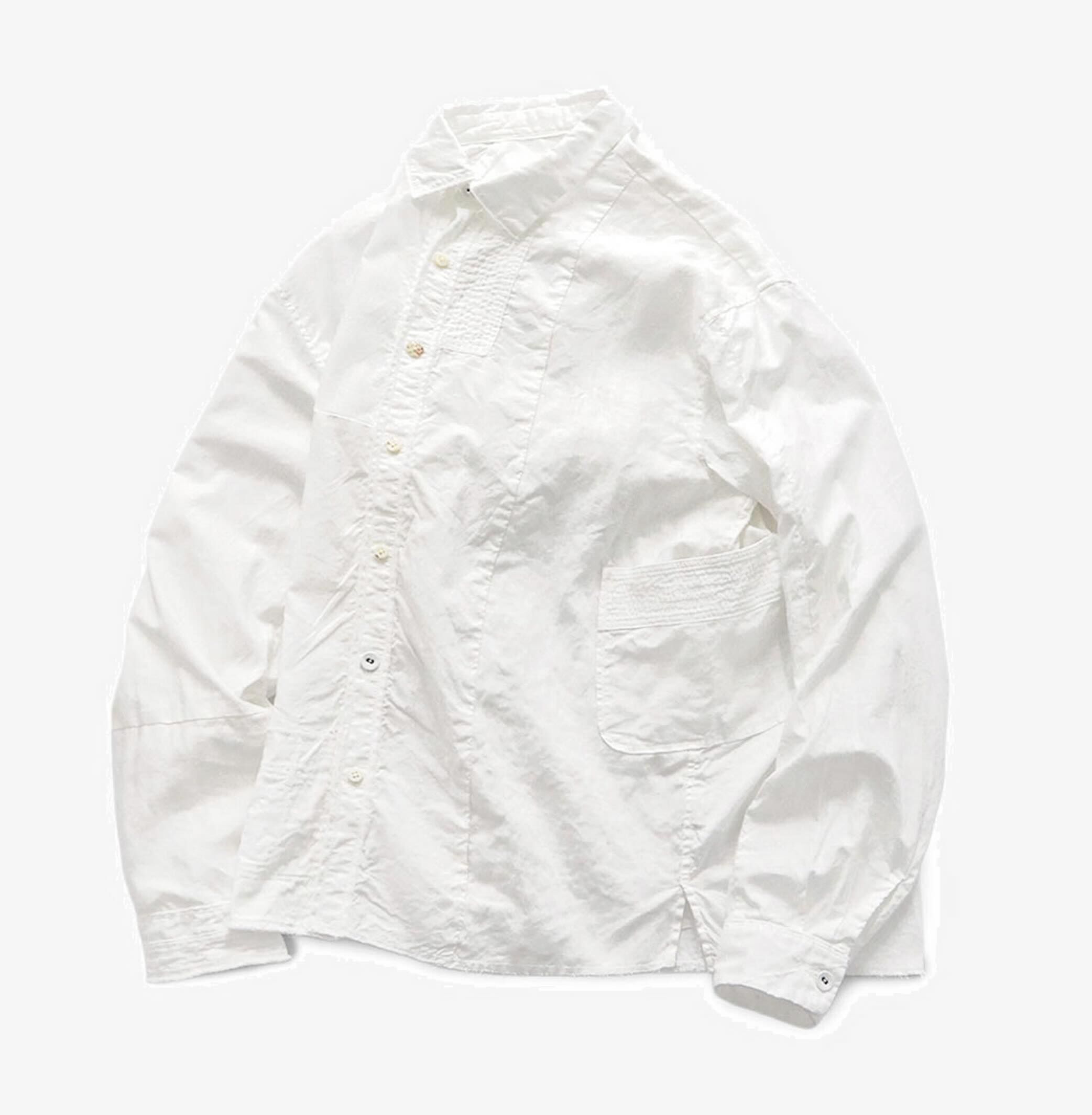 KAPITAL Cotton x Linen Patchwork Kathmandu Shirt - WHITE PRE ORDER ITEM (預訂中)