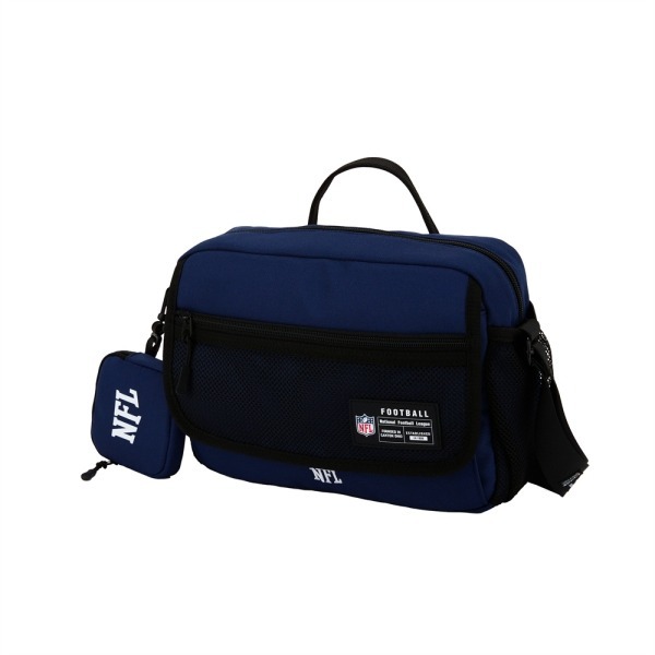 【NFL】經典LOGO側背郵差包｜多口袋設計 美式街頭-深藍色2425170180