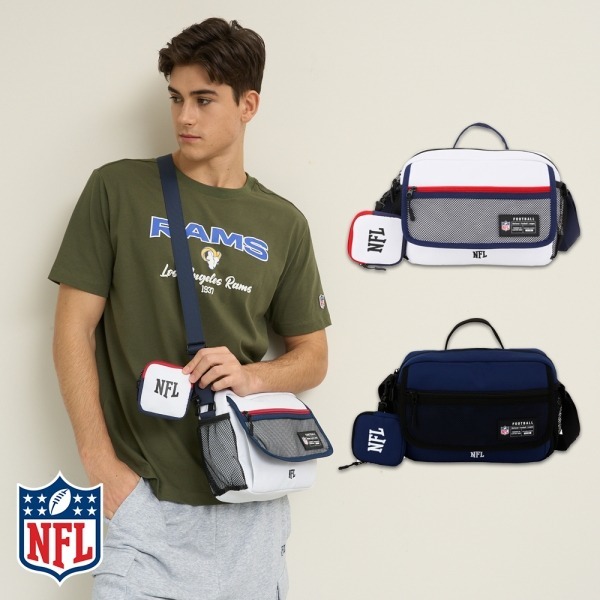 【NFL】經典LOGO側背郵差包｜多口袋設計 美式街頭-深藍｜斜背包・尼龍包・帆布包・防水包包・防潑水托特包
