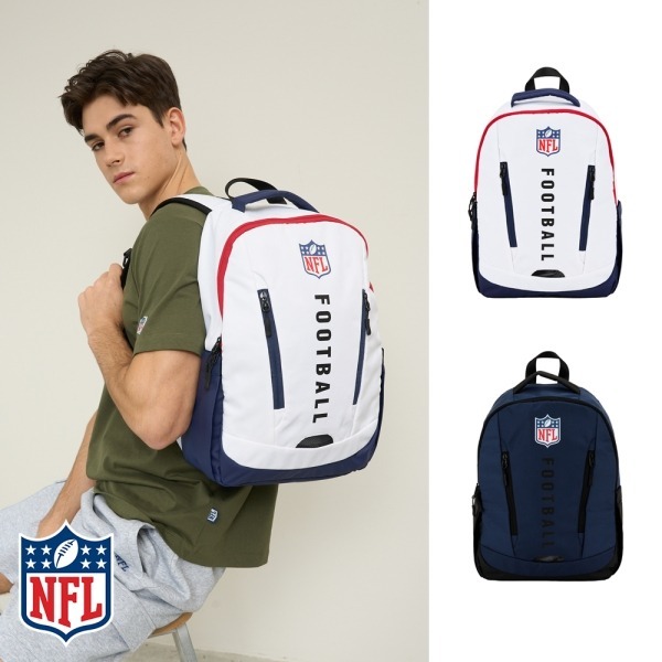 【NFL】大容量運動後背包|休閒機能 百搭收納-白色|防潑水後背包・後背包推薦・後背包