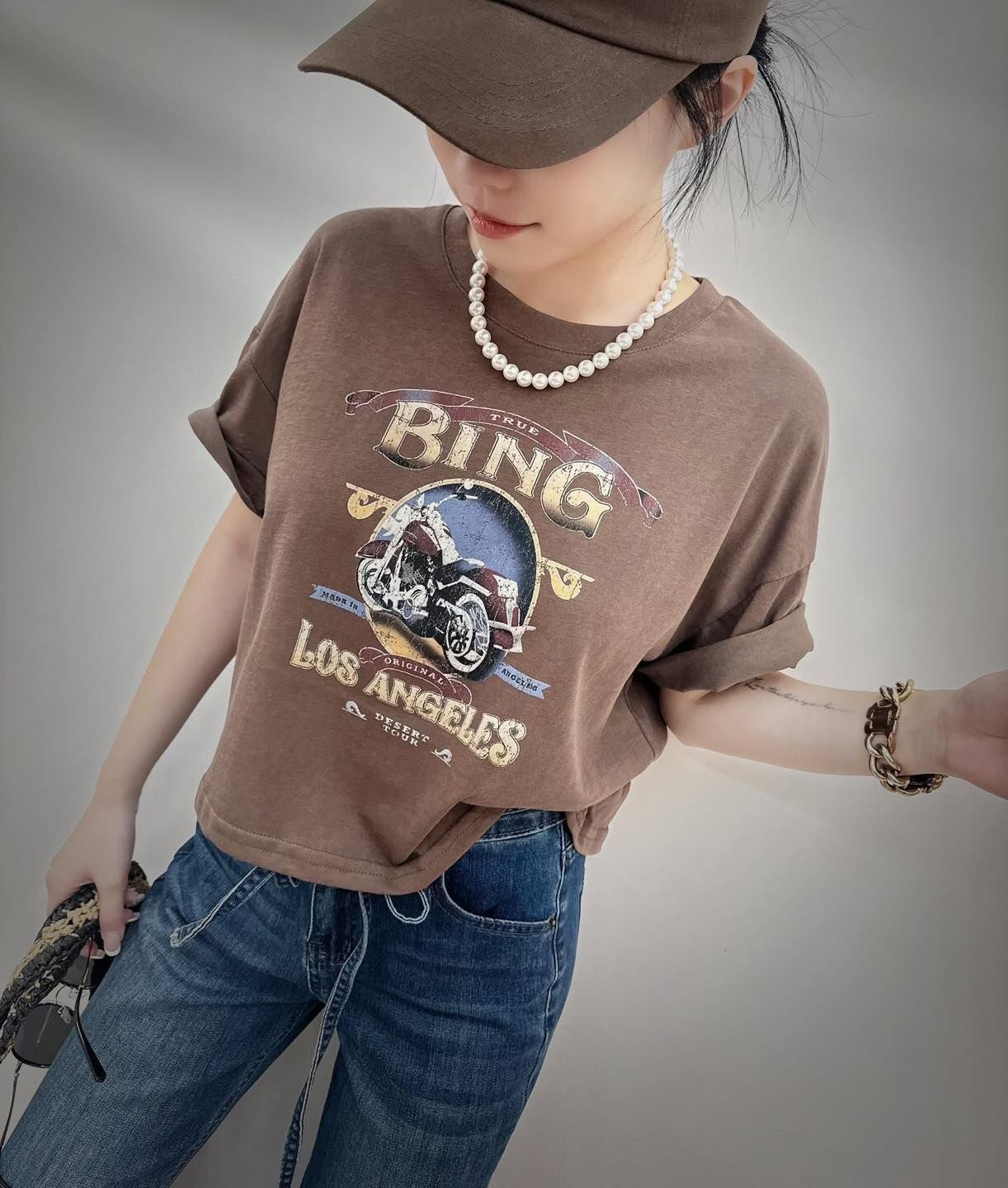 【簡約百搭的美式復古機車造型棉tee】(現貨)