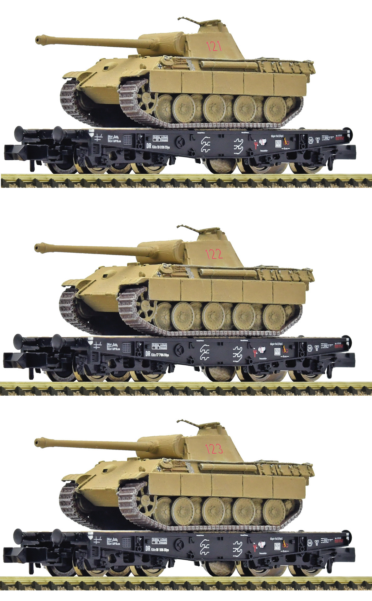 FLEISCHMANN 845606 - 3 piece set heavy duty flat wagons, DRB