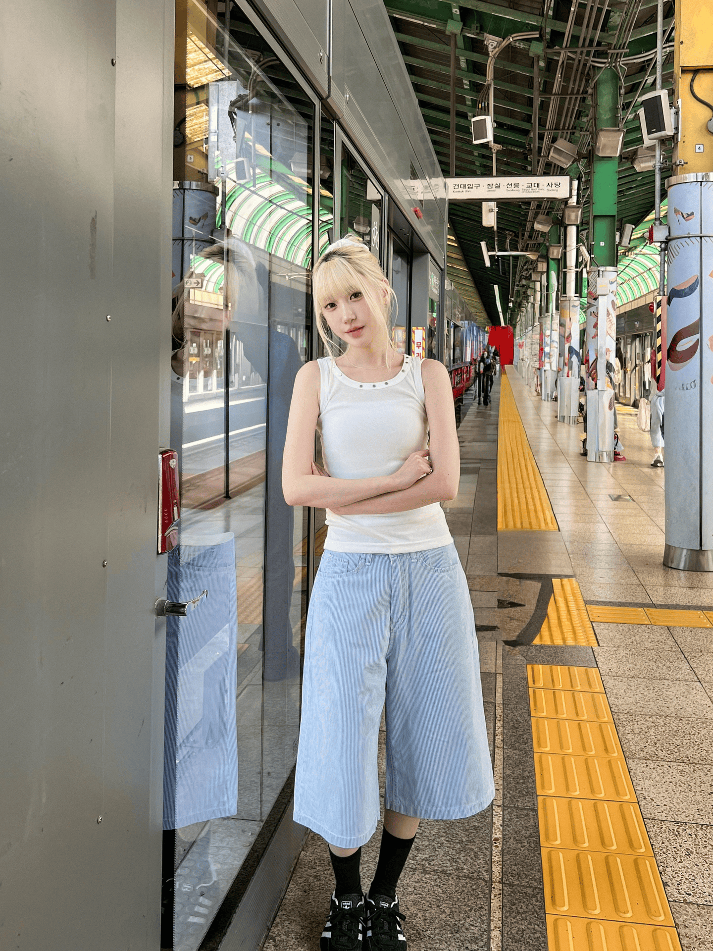 Casual Striped Knee Length Shorts〈🇰🇷DAY 2〉
