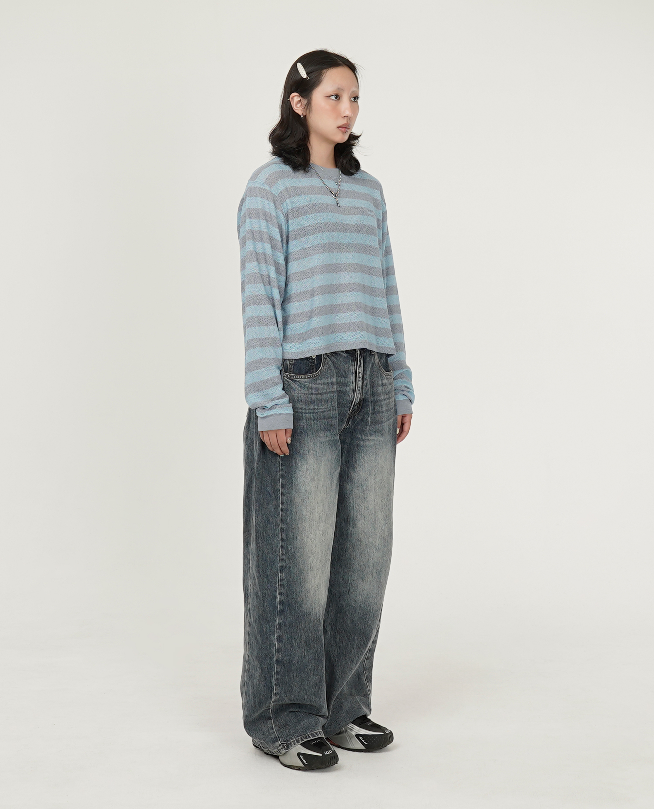thisisneverthat® Mesh Striped W Crewneck - 26SS