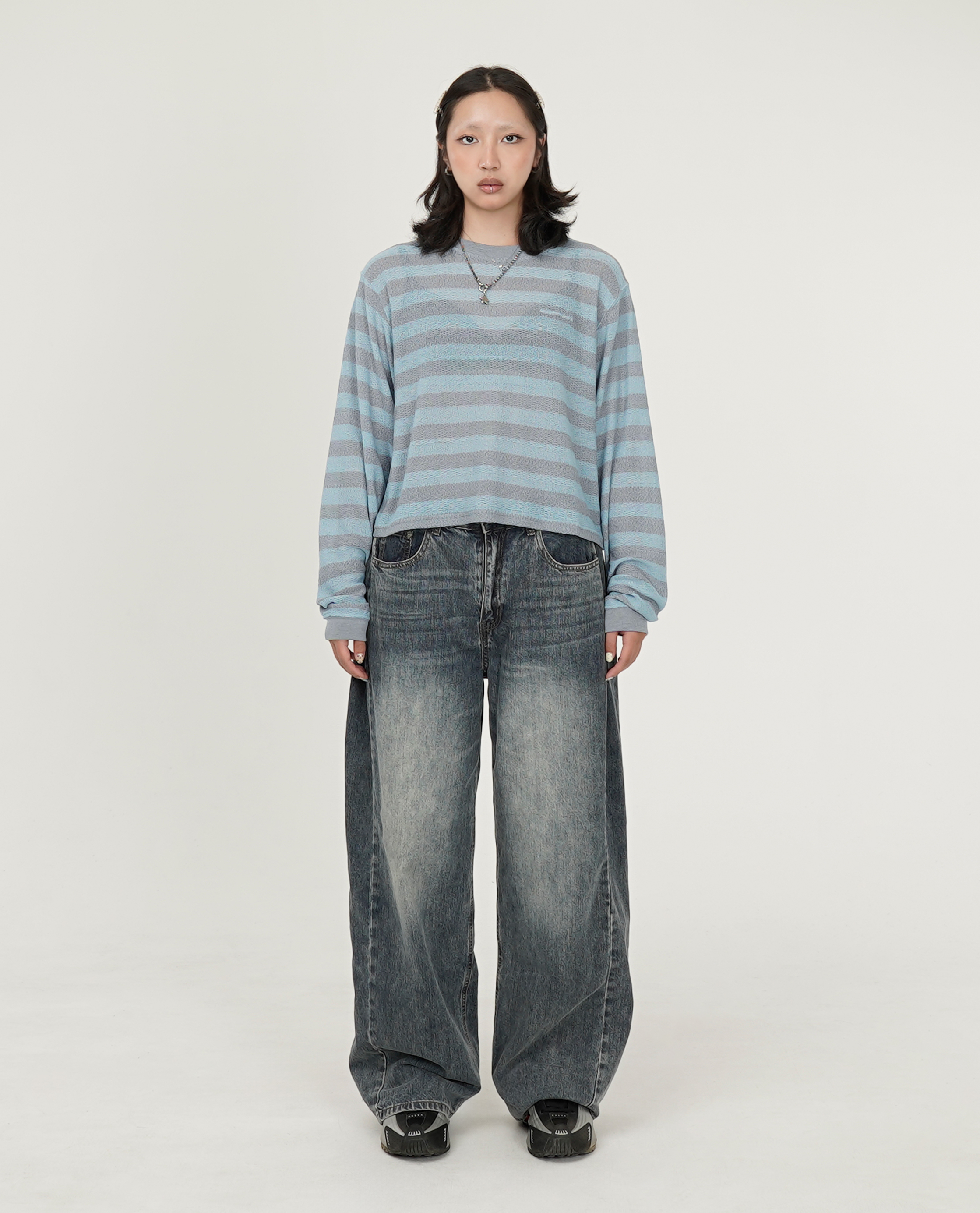 thisisneverthat® Mesh Striped W Crewneck - 26SS