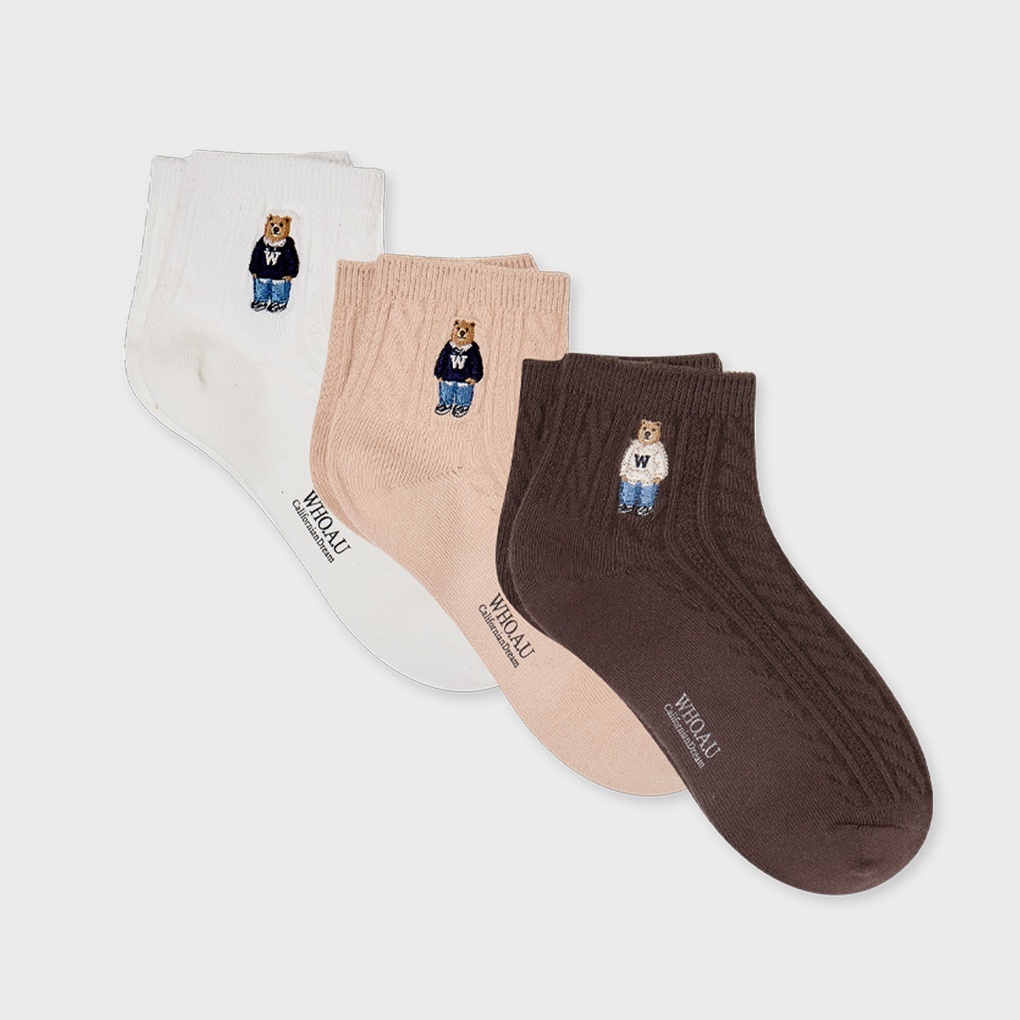 WHO A U - [3PACK]Steve Ankle Socks *2色* (WHAYG1112A)