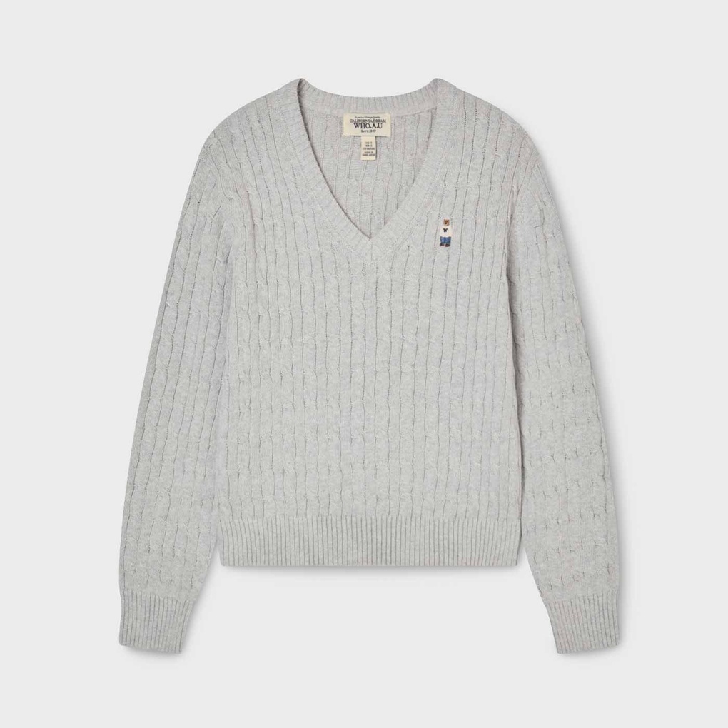 WHO A U - Steve V-neck Cable Sweater *2色* (WHKAG1114F)
