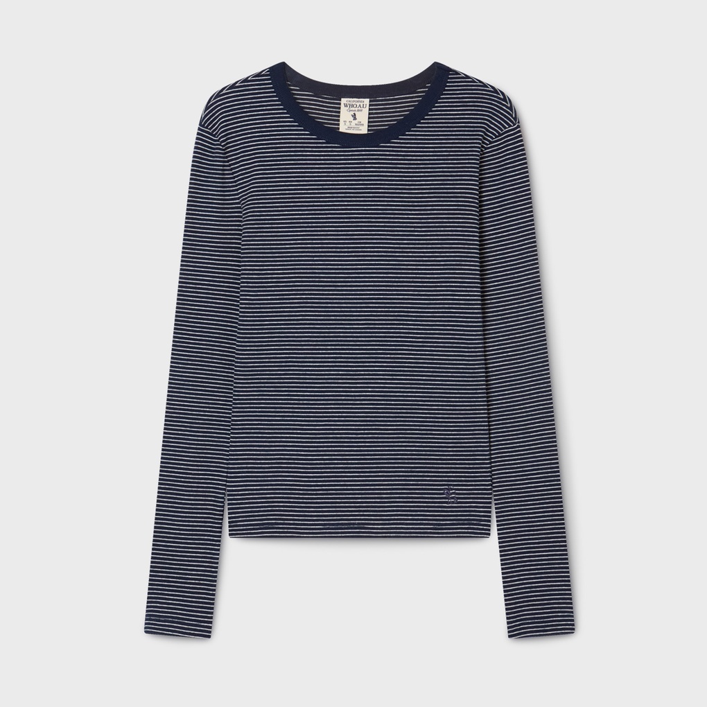 WHO A U - Ribbed Long Sleeve T-shirt *2色* (WHLAG2321F)