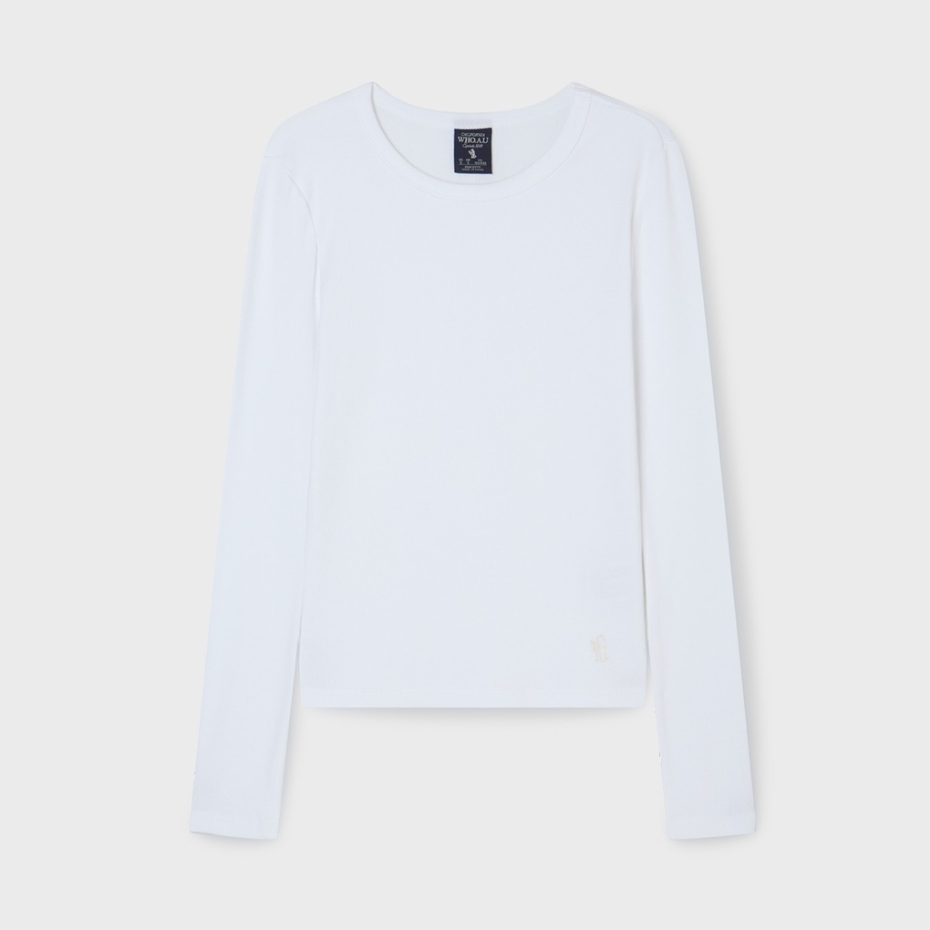 WHO A U - Ribbed Long Sleeve T-shirt *2色* (WHLAG2321F)