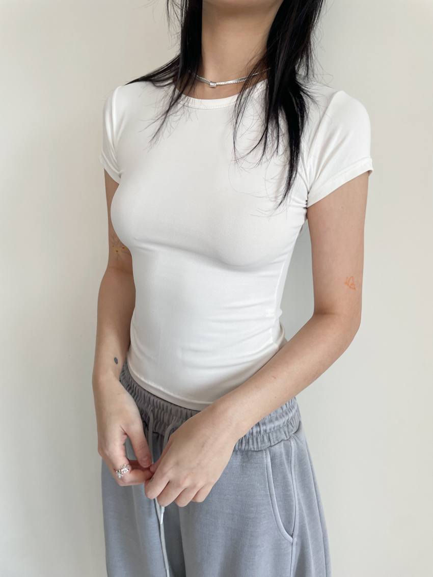 minimal round neck modal fitted tee