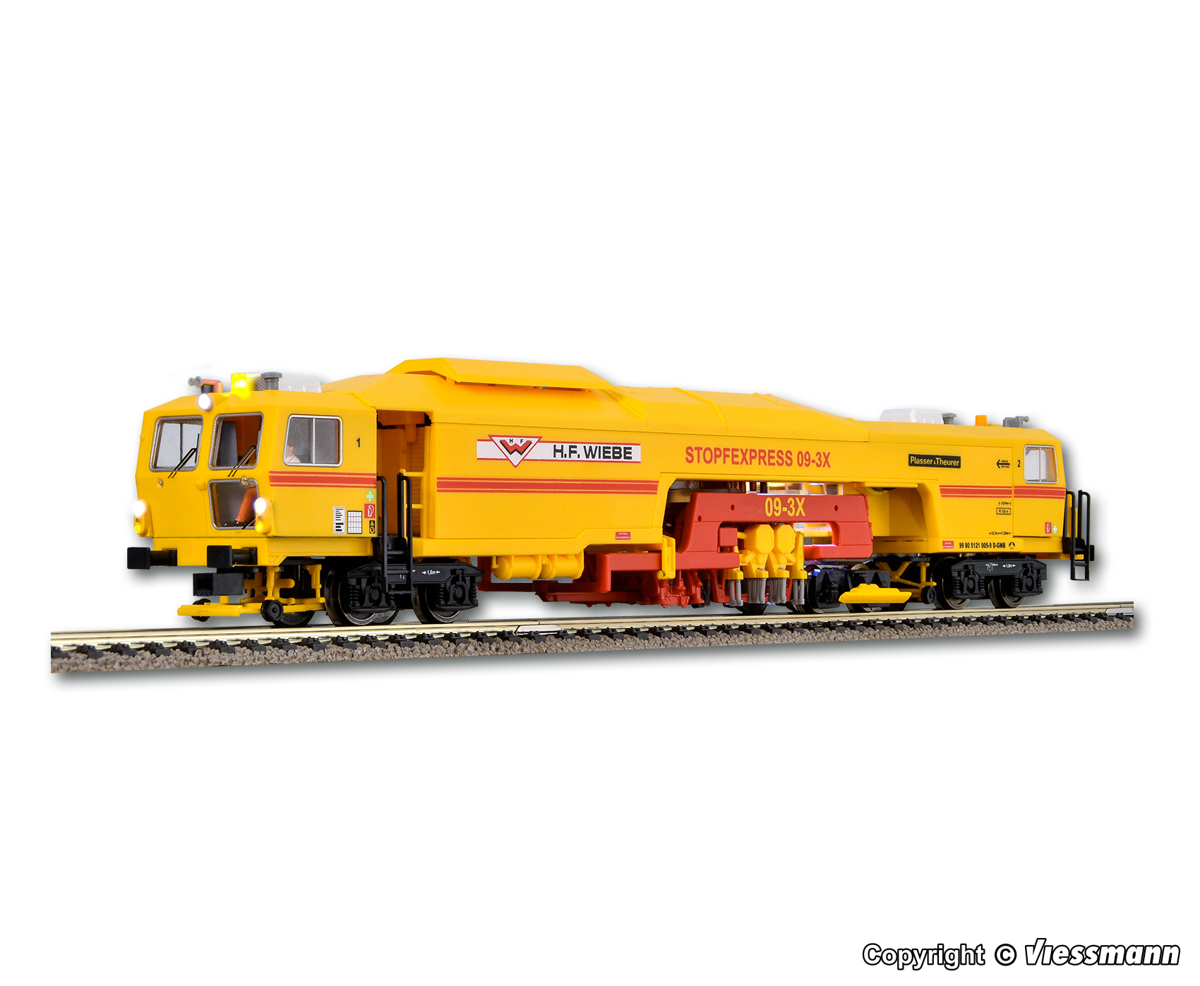 Viessmann 2692 HO規 WIEBE P&T 道砟搗固機，雙軌功能模型