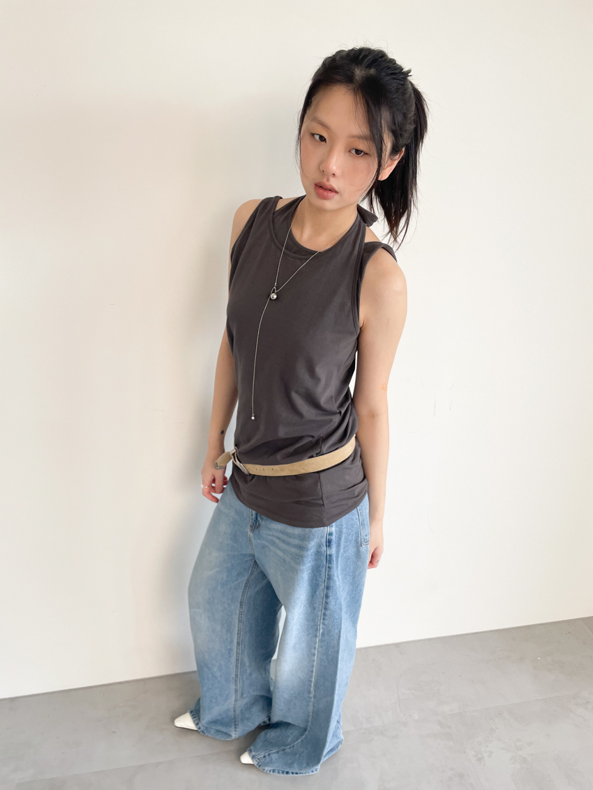 (Designer!) layered neck-tie long vest