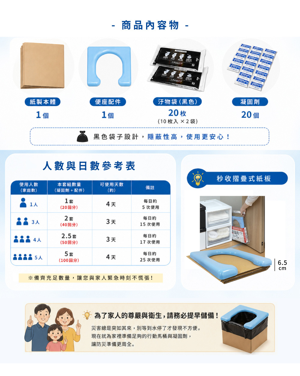 《SANKO》日本製摺疊式紙板簡易廁所組 20回入