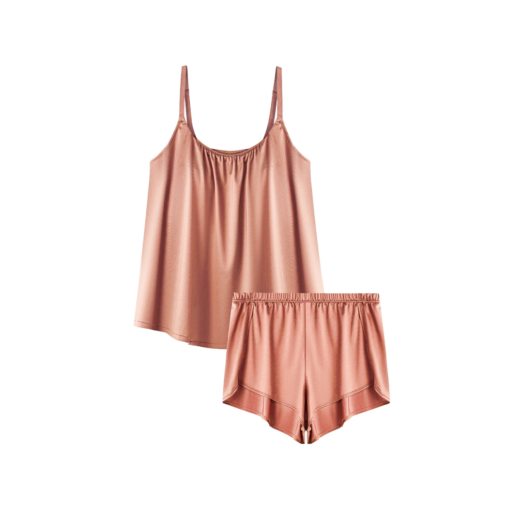 HKCG0515-059 【GLOW-UP MAGIC LUXE】2-IN-1 雙C提拉絲滑緞面吊帶美胸睡眠家居服 Old Rose EL24004 (A59M-XXL)