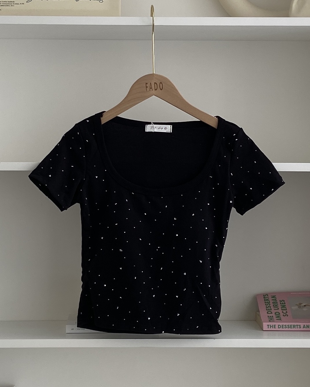 法朵Fado shop｜燙鑽U領BRATOP短袖上衣 0215097 三色