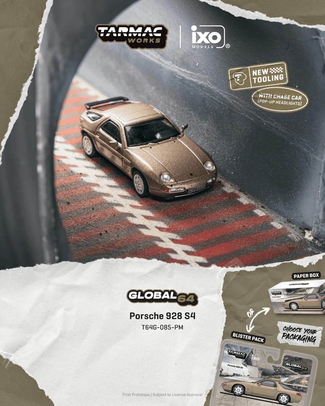 預訂 Pre Order - Tarmac Works Porsche 928 S4 Platinum Metallic
