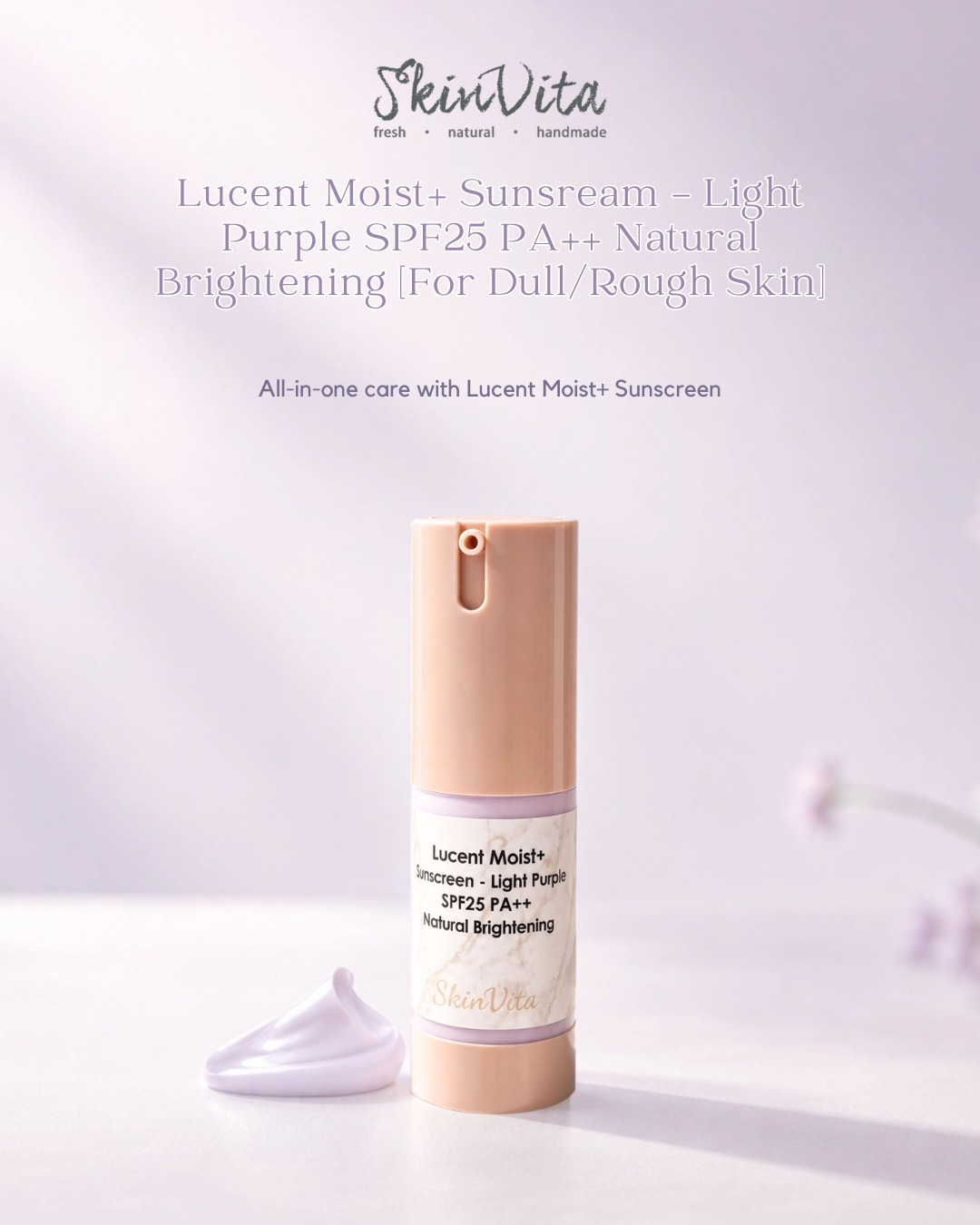 Lucent Moist+ Sunsream - Light Purple SPF25 PA++ Natural Brightening [For Dull/Rough Skin]