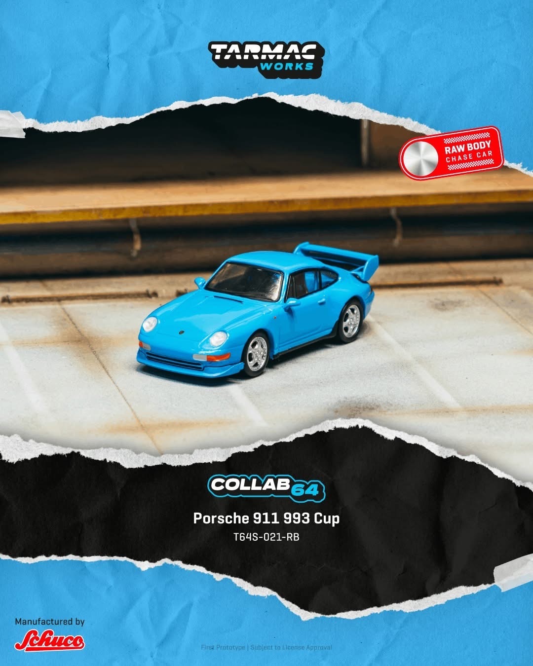預訂 Pre Order - Tarmac Works Porsche 911 993 Cup Riviera blue