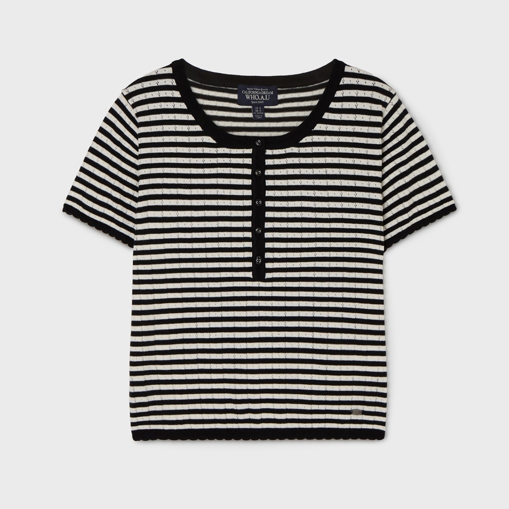 WHO A U - Skashi Henley neck Pullover [B] *2色* (WHKAG2451F)