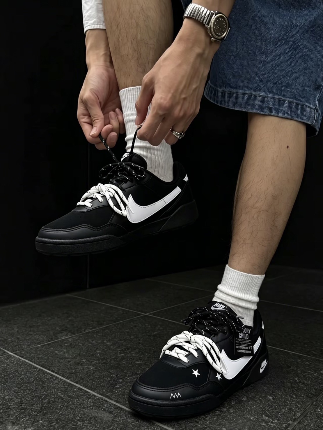 【訂製鞋款】NIKE TERRA MANTA 情侶款 簡約 百搭 OOTD 黑白 大勾 視覺款 HQ1940001(Team2074-夜甜/Team2074-暗星)