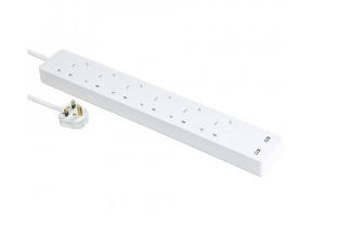 Schneider 施耐德 TSH36U 電源拖板 6位獨立+2USB (白色) TSH36U_3_WE_C5 AAA02319