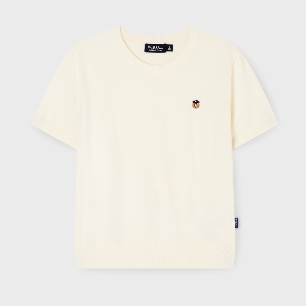 WHO A U - Steve R-neck Plain Short Sleeve Sweater *3色* (WHKAG2425F)