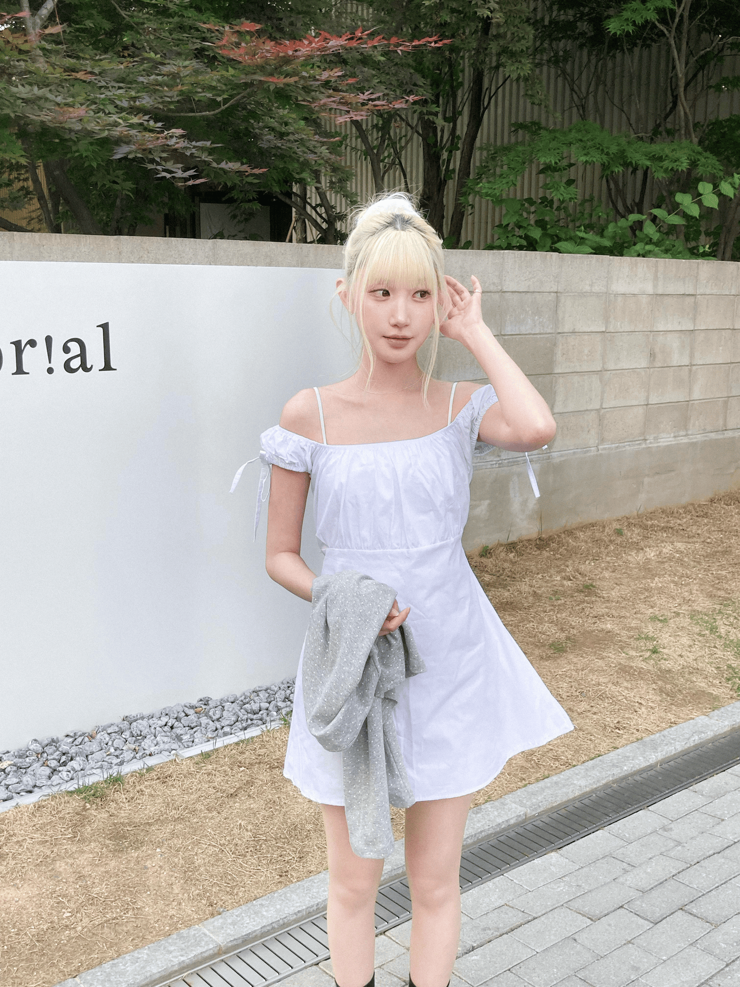 少女感可一字肩雙綁帶連身裙〈🇰🇷DAY 2〉