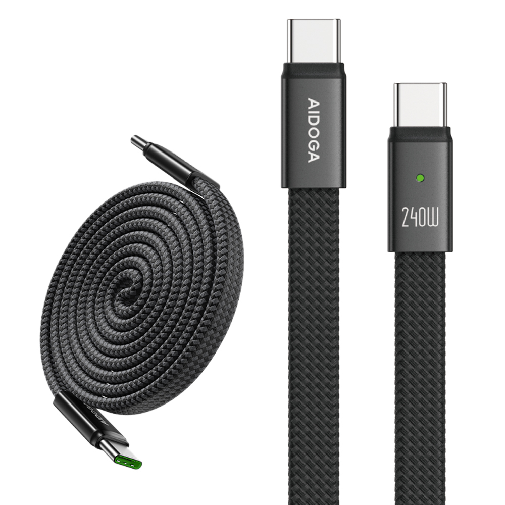 AIDOGA 艾迪伽 240W 磁吸收納貼貼線 雙Type-C/PD3.1快充充電線傳輸線 MagStar系列 1M 支援手機/平板/筆電