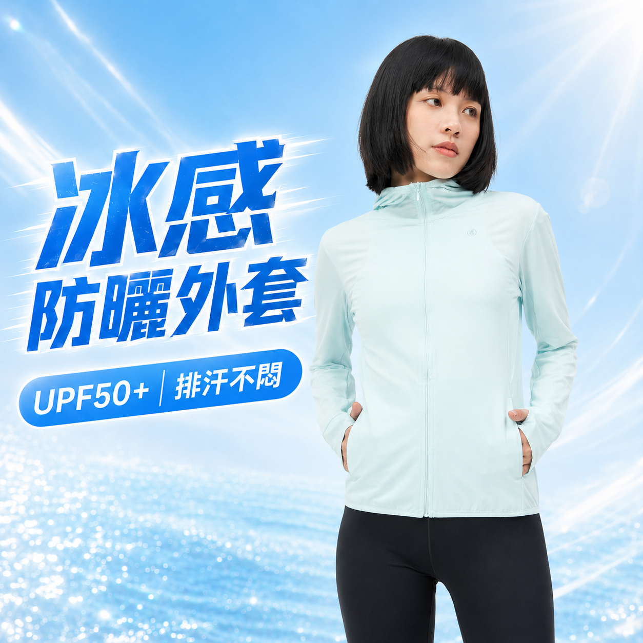 TBA Cool Up Jacket 清新綠 冰感防曬 UPF50+ 連帽運動外套 TBAW213CT01-GN