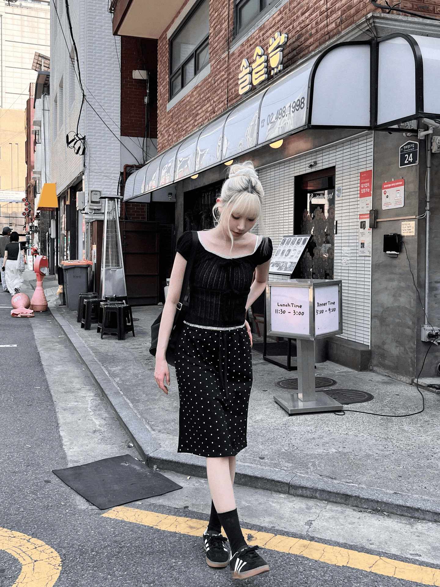 Polka dots A-line Cotton Skirt〈🇰🇷DAY 2〉