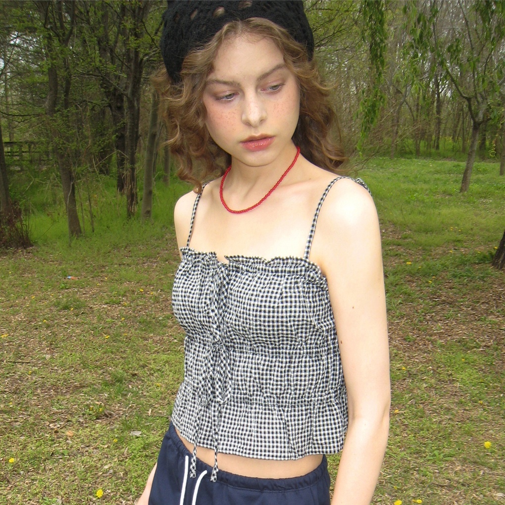 WHO A U - Dobby Check Blouse *Black* (WHBLG2541F)