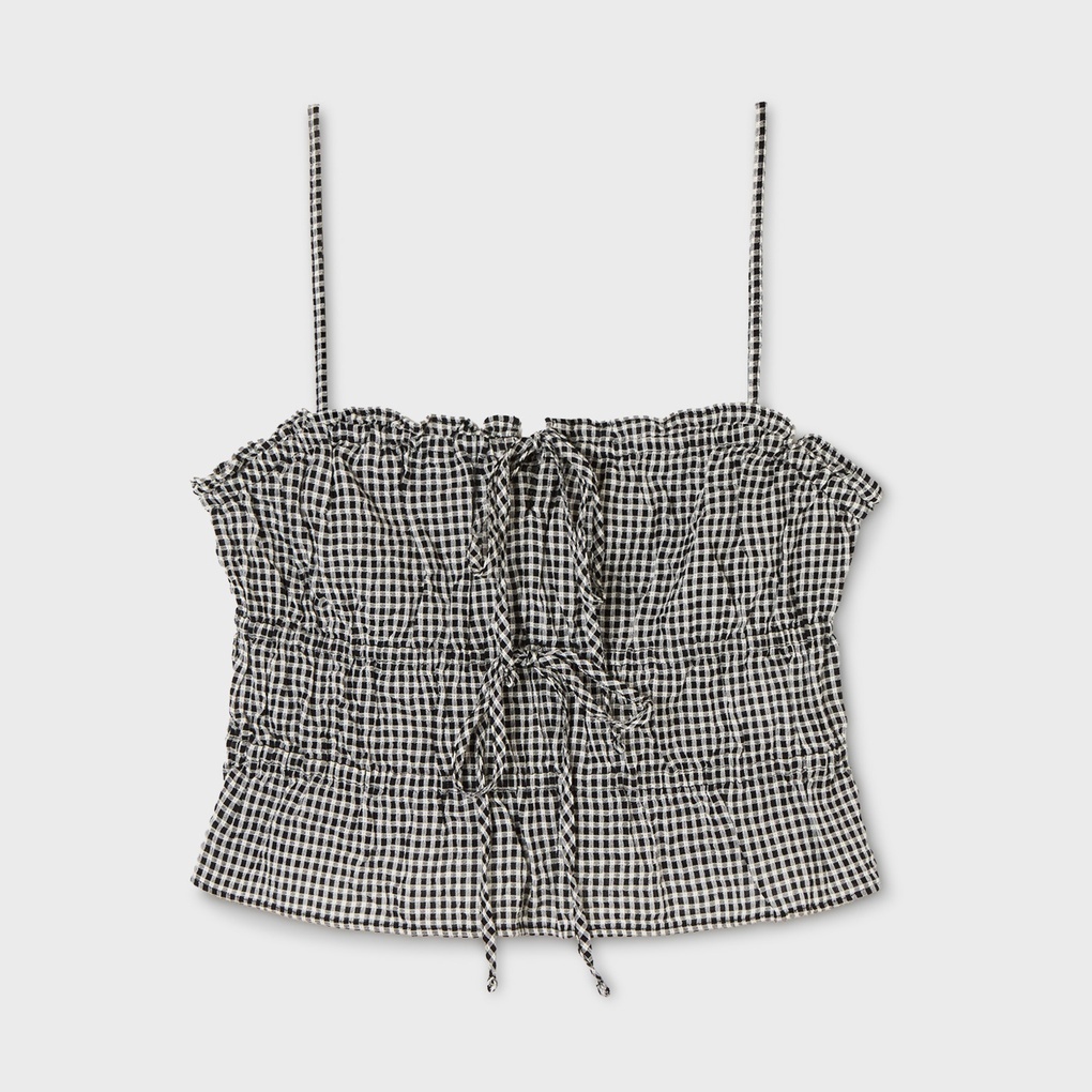 WHO A U - Dobby Check Blouse *Black* (WHBLG2541F)