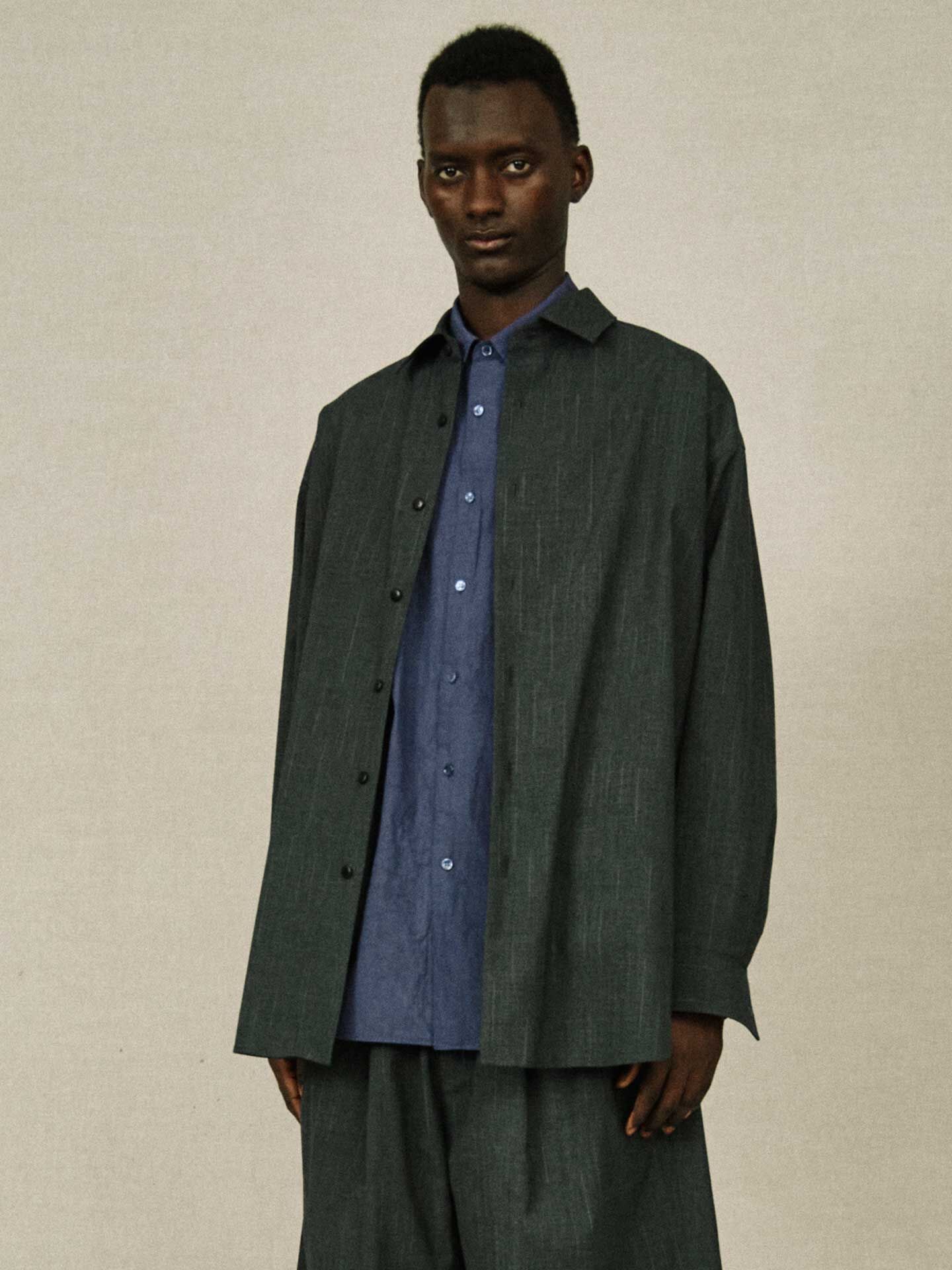 YOKO SAKAMOTO Shirt Jacket Charcoal Gray