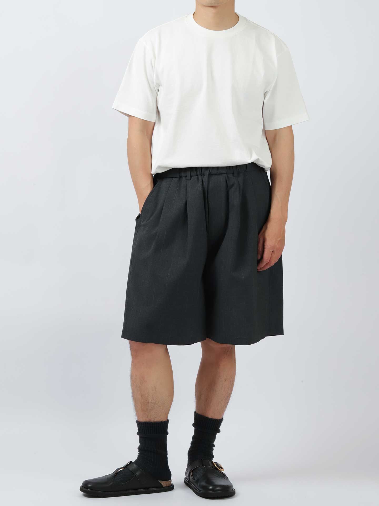 YOKO SAKAMOTO Double Pleated Wide Easy Shorts Charcoal