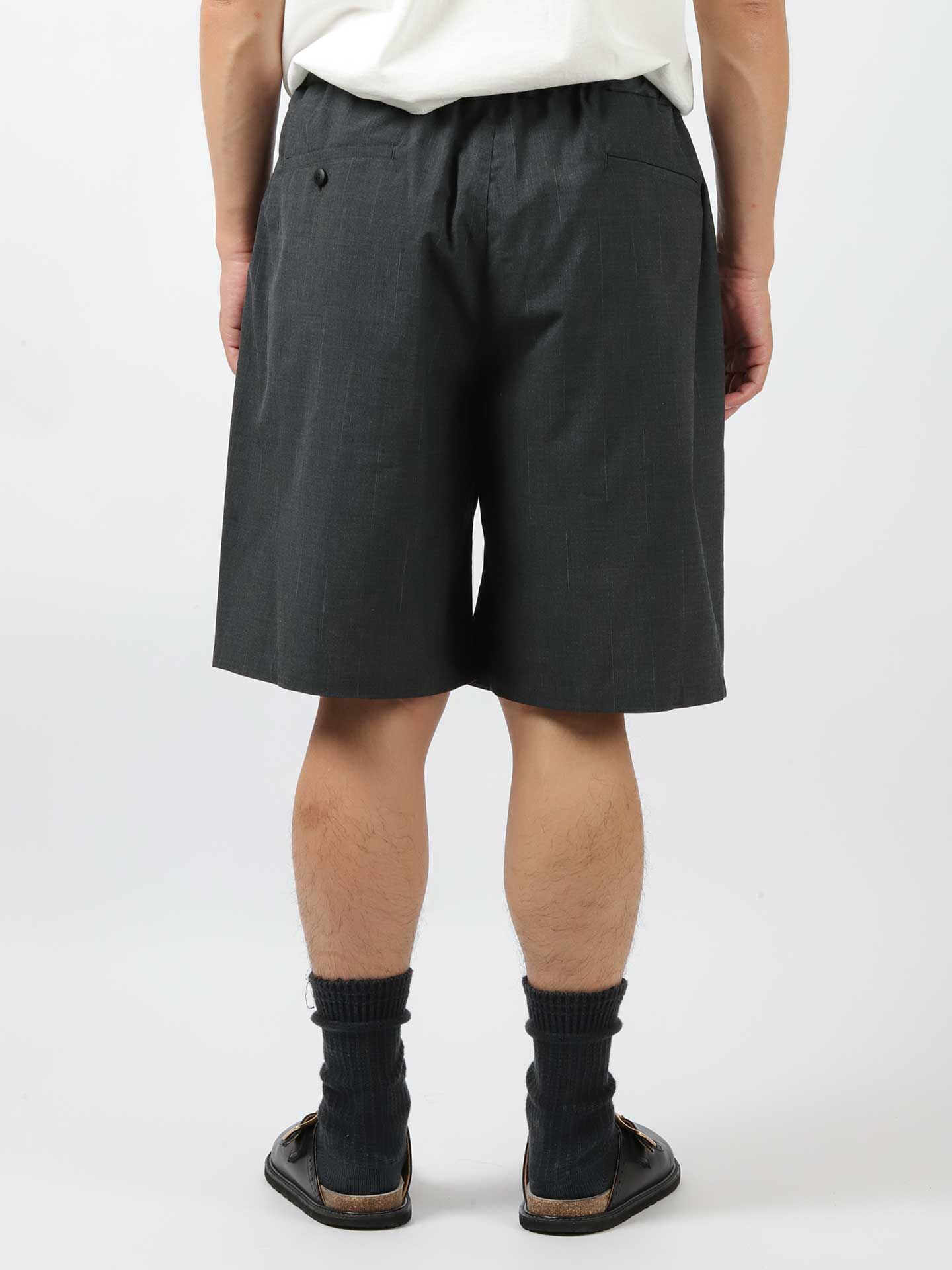 YOKO SAKAMOTO Double Pleated Wide Easy Shorts Charcoal