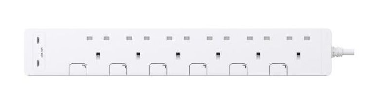 Schneider 施耐德 TSH36QCUSB_3_WE 6位獨立開關安全拖板+2USB C+C