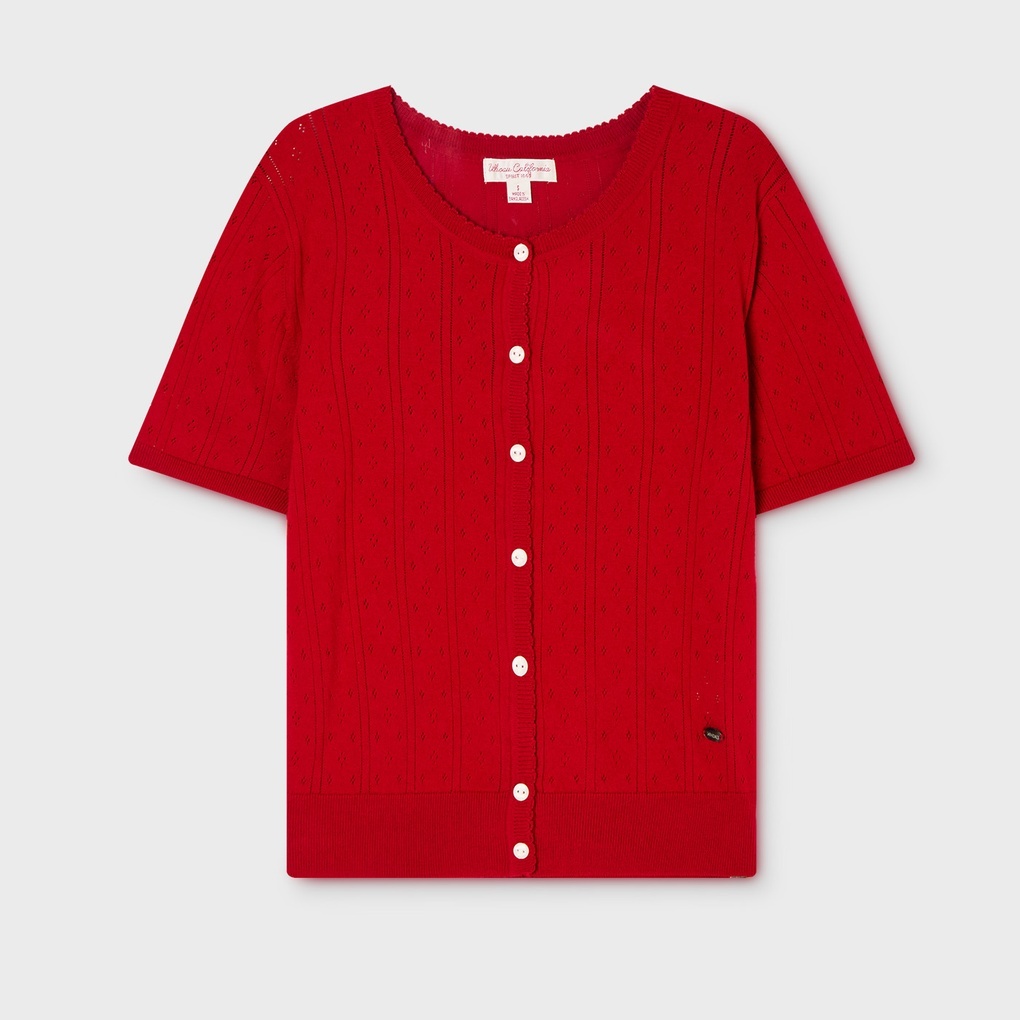 WHO A U - Punching Skashi Short Sleeve Cardigan *3色* (WHCKG2522F)