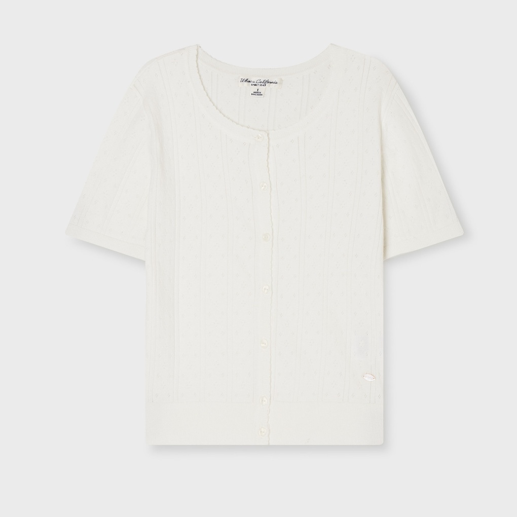 WHO A U - Punching Skashi Short Sleeve Cardigan *3色* (WHCKG2522F)