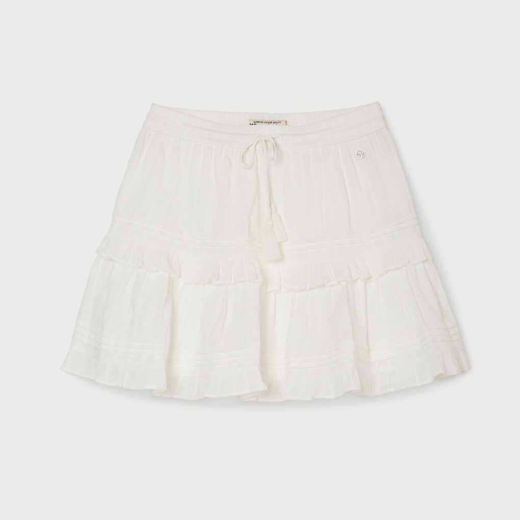 WHO A U - Dobby Short Tiered Skirt *Ivory* (WHWHG2535F)