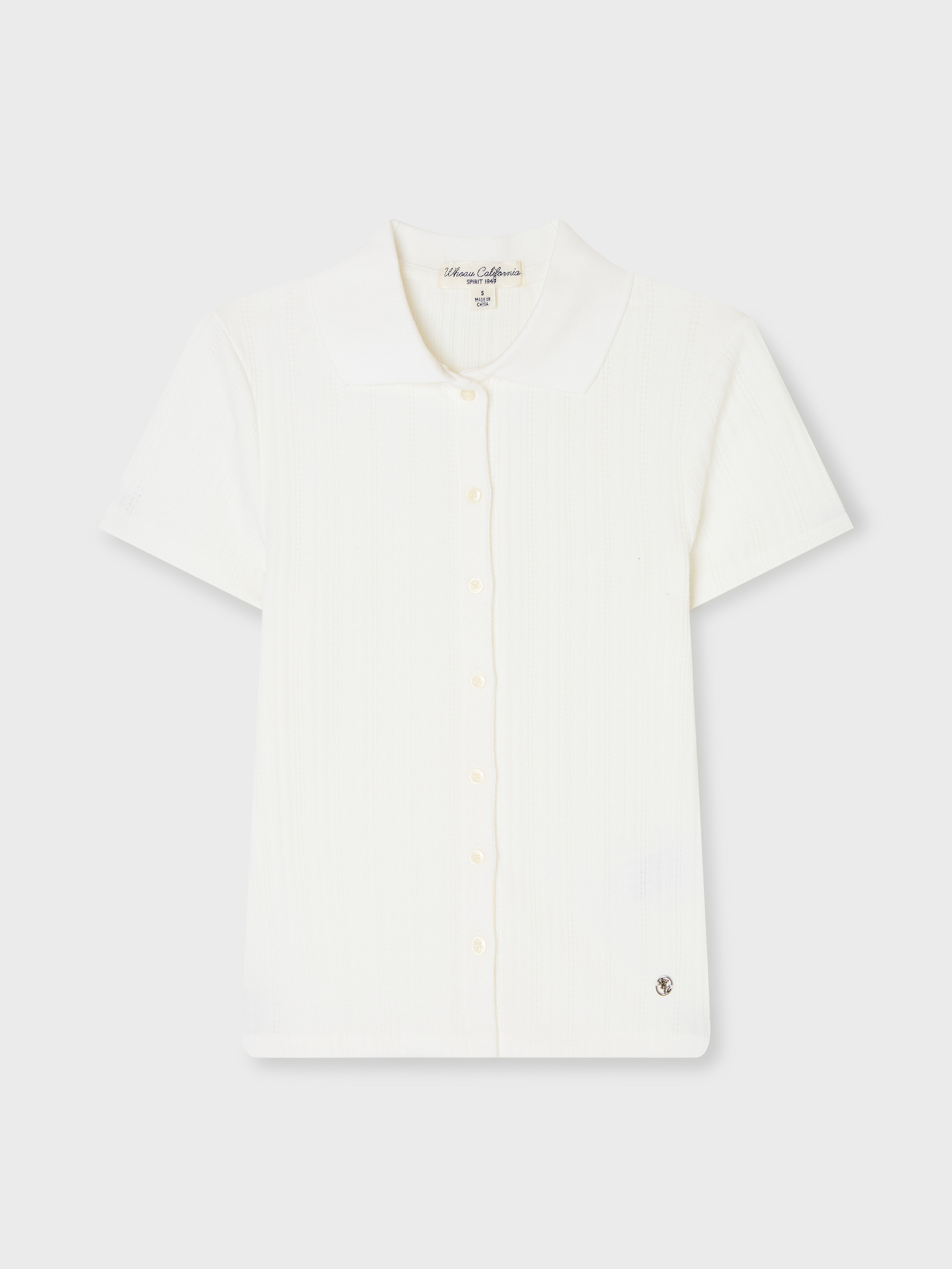 WHO A U - Eyelet Jacquard T-Shirt *Ivory* (WHHAG2551F)