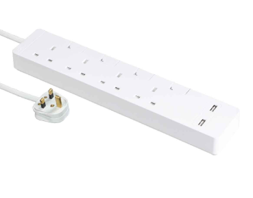 Schneider 施耐德 TSH34U 電源拖板 4位獨立+2USB (白色) TSH34U_3_WE_C5 AAA02349
