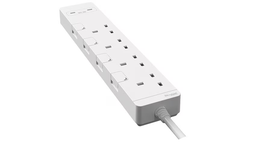 Schneider 施耐德 TSH34QCUSB_3_WE 4位獨立開關安全拖板+2USB C+C