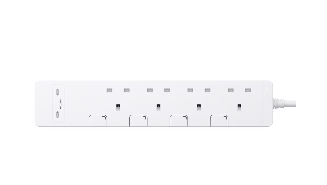 Schneider 施耐德 TSH34QCUSB_3_WE 4位獨立開關安全拖板+2USB C+C