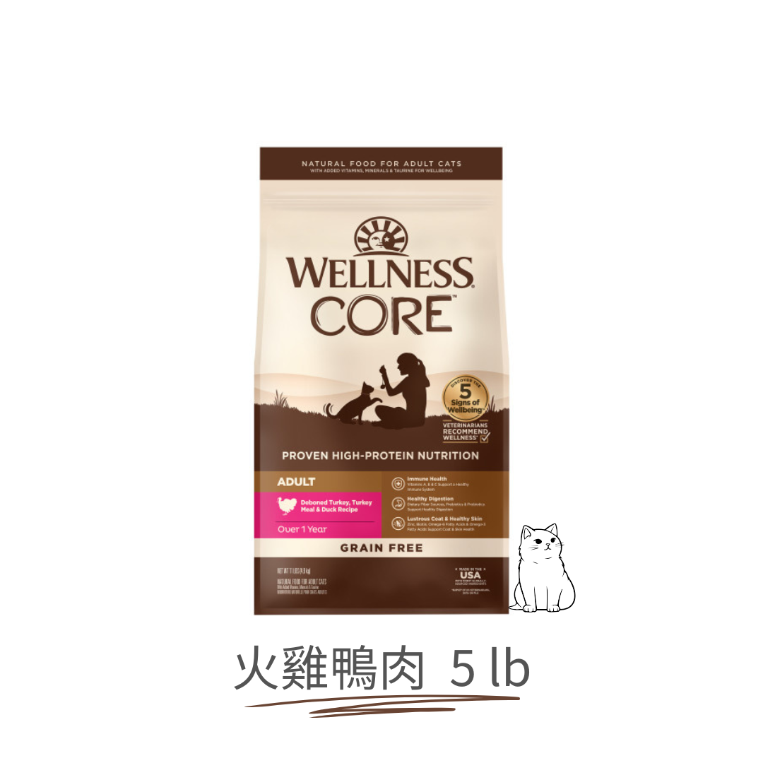 Wellness CORE 無穀物貓糧 | 火雞併鴨肉 | 5 lb