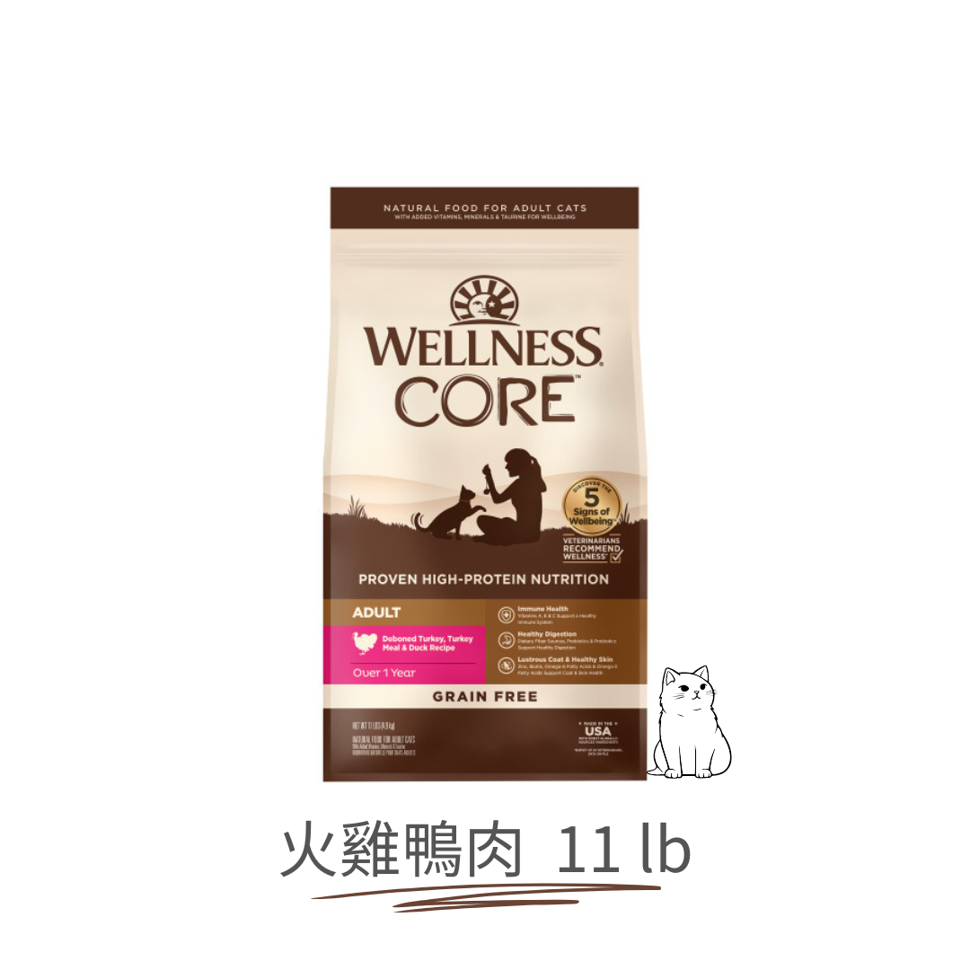 Wellness CORE 無穀物貓糧 | 火雞併鴨肉 | 11 lb