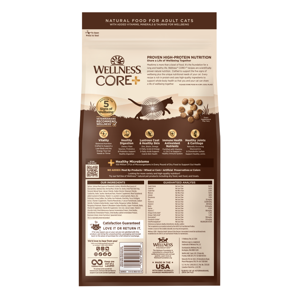 Wellness CORE+ 無穀物腸胃消化貓糧 | 三文魚 | 11 lb