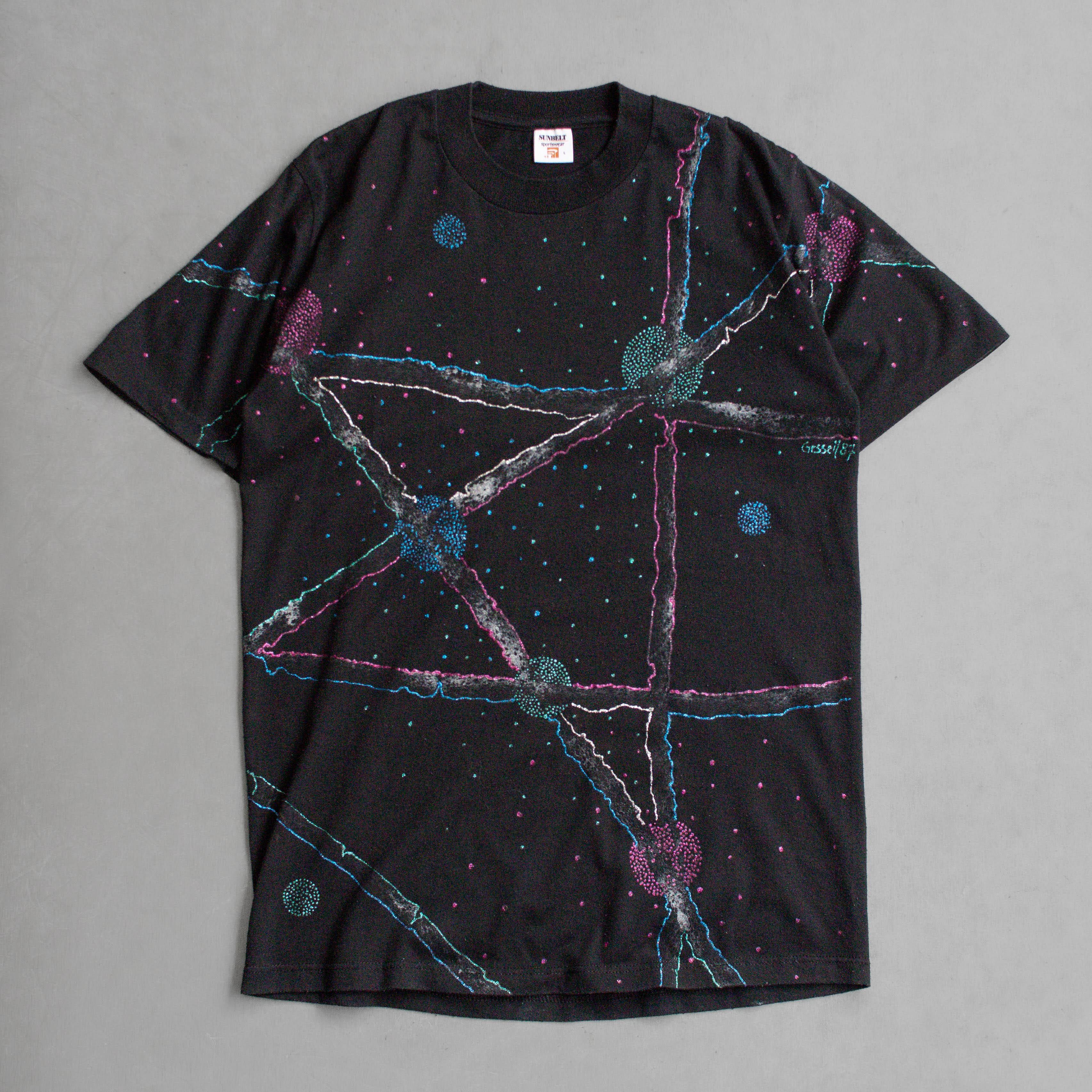 80-90S VINTAGE SPACE TEE 美國製 黑色 太空 圖案 短袖 T恤