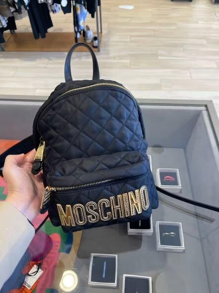 V75 Moschino Black Quilted Nylon Backpack
