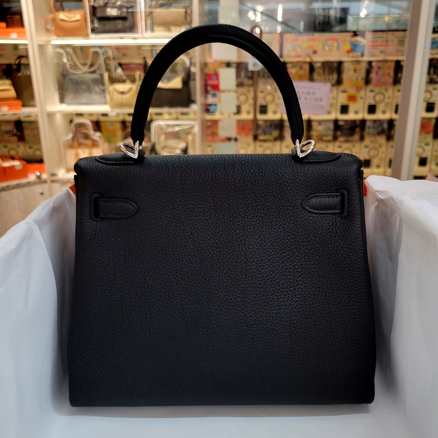HERMES KELLY 25 NOIR CK TOGO黑色銀扣