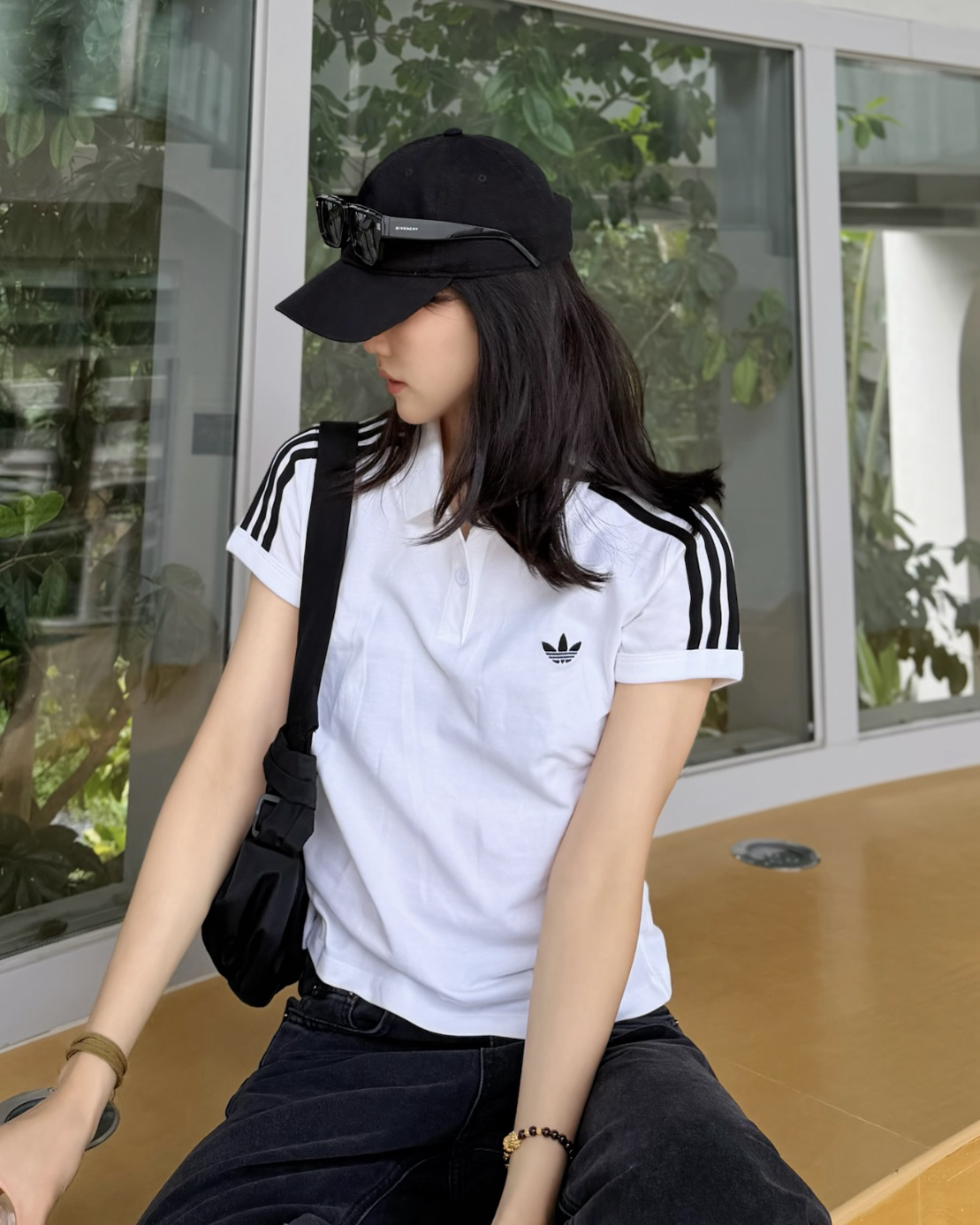 ADIDAS ORIGINALS 白色 POLO衫 三線 修身 短TEE 短袖 上衣